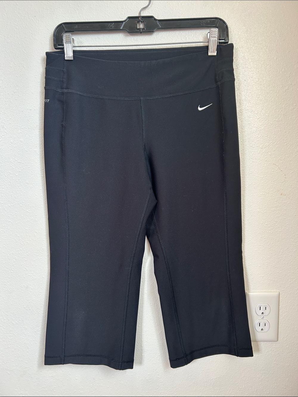 Nike Black Capri Training Leggings with White Swoosh- size M